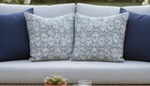 Outdoor Pillow Covers 20x20 Mongooses Navy Blue White Geometric  Set 2 Used